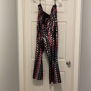 Nasty Gal Sequin Multi-Color Flare Wide Leg Pants/Trousers Size 18